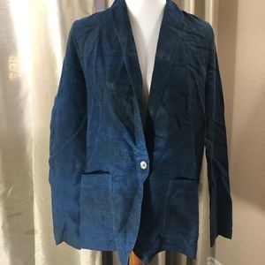 Raquel Allegra Blue Linen Jacket Blazer 1 S/M